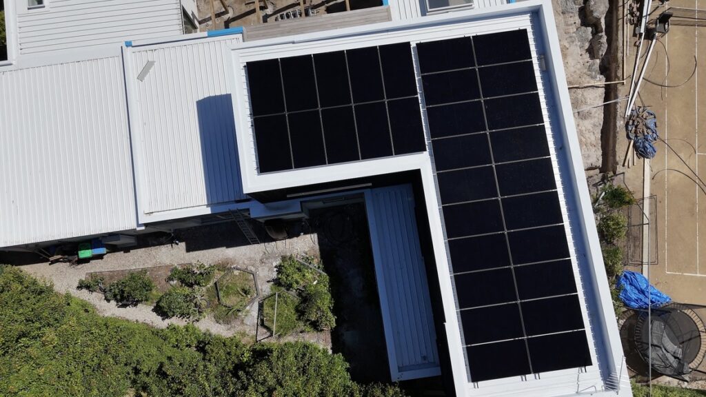 Solar panel system aerial view